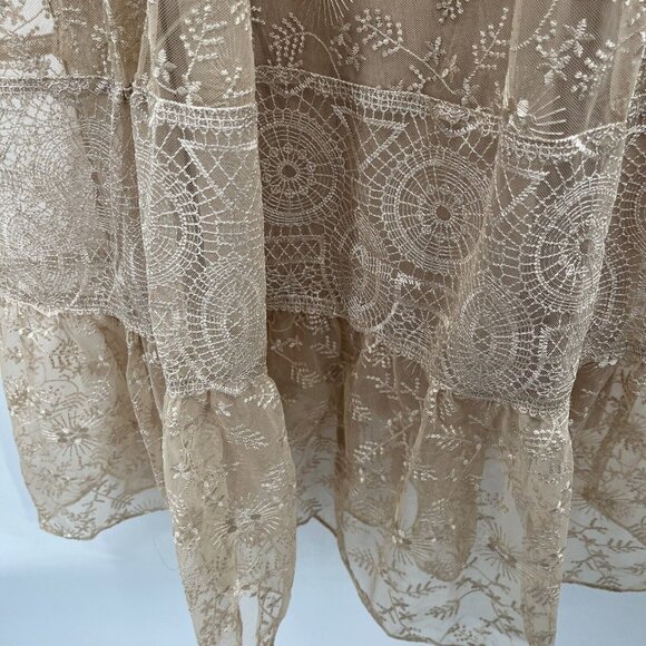 Sundance Faythe Dress Maxi Mesh Floral Long Sleeveless Petite Size PL $268 - Picture 7 of 14